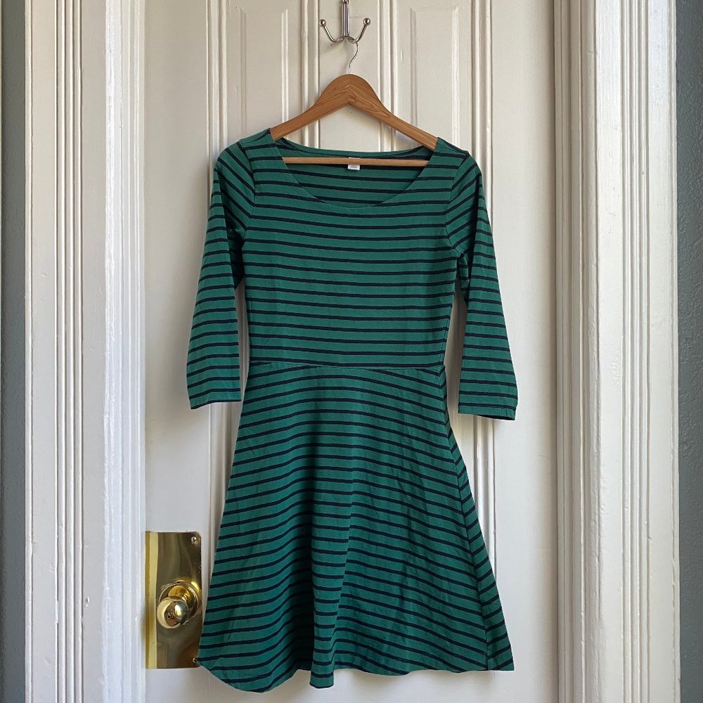 Old Navy Green & Black Striped Knit Dress